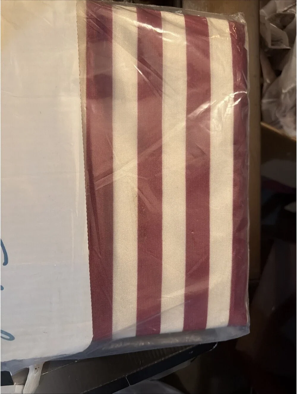 Vintage Spiegel  Stripe Curtain Panels Burgundy Cream 84” NOS Sealed Set Of 4